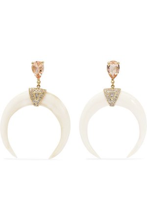 Jacquie Aiche | 14-karat gold, bone, morganite and diamond earrings | NET-A-PORTER.COM