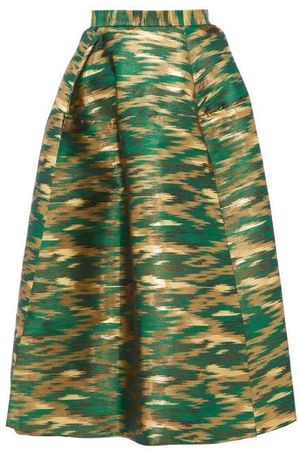Panelled Ikat Jacquard Midi Skirt - Womens - Green Multi