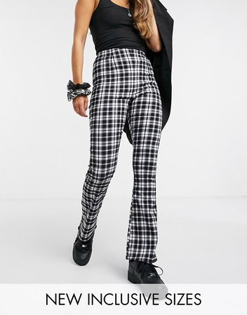 COLLUSION bengaline flare in black and white check | ASOS