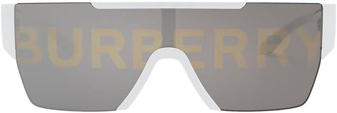 Amazon.com: BURBERRY BE 4291 3007/H White Plastic Rectangle Sunglasses Silver Logo Lens : Clothing, Shoes & Jewelry