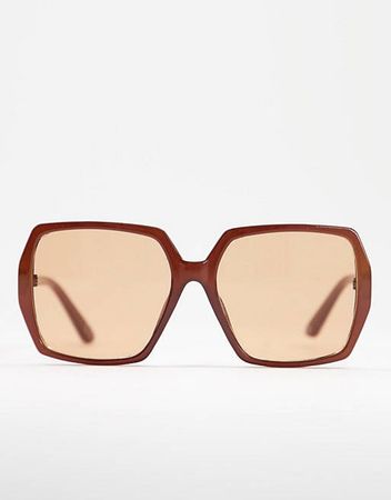ASOS DESIGN oversized 70s sunglasses in brown frame with tonal lens | ASOS