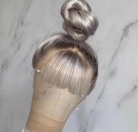 gray high bun lace wig