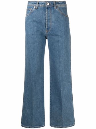 Shop LANVIN embroidered-logo straight-leg jeans with Express Delivery - FARFETCH