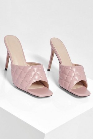 Square Toe Quilted Mules | boohoo