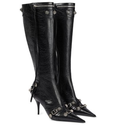 balenciaga cagole leather knee high boots