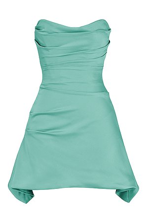 Clothing : Mini Dresses : 'Jasmine' Jade Draped Strapless Corset Dress
