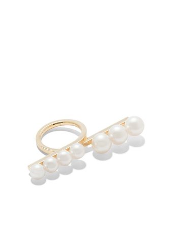 Shop TASAKI 18kt yellow gold Balance pearl loop ring with Express Delivery - FARFETCH