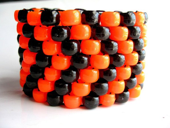 Orange Black Kandi Cuff Neon Bracelet Arrow Pattern Edm | Etsy