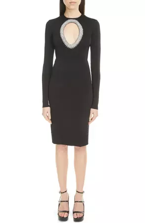 Givenchy Crystal Keyhole Long Sleeve Crepe Sheath Dress | Nordstrom