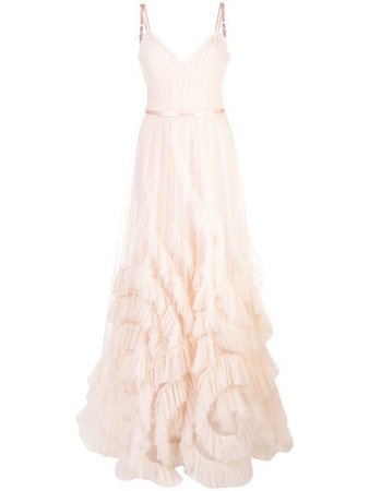 Marchesa Notte Frilled Detailed Long Gown - Farfetch