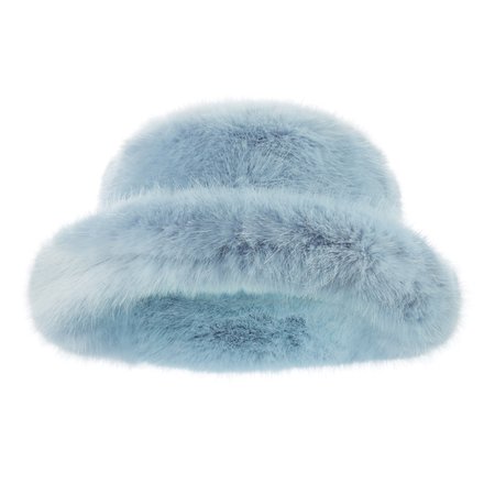 blue fur bucket hat