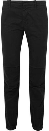 French Military Cropped Stretch-cotton Twill Slim-leg Pants - Black