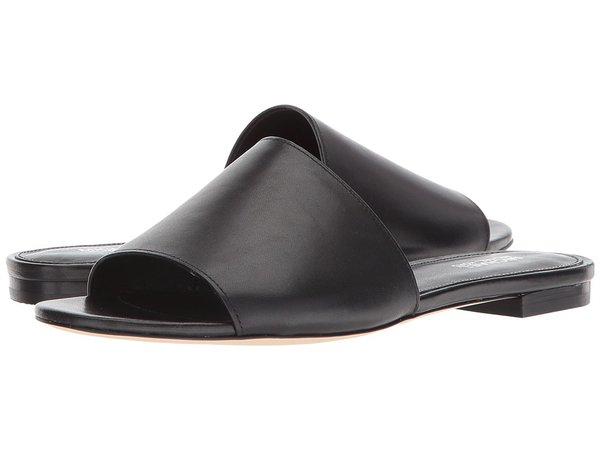 MICHAEL Michael Kors - Shelly Slide (Black Vachetta/Stacked Heel) Women's Sandals