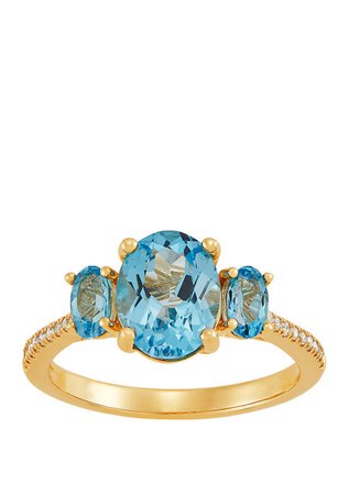 Belk & Co. 2.13 ct. t.w. Blue Topaz and 1/6 ct. t.w. Diamond Ring in 10K Yellow Gold