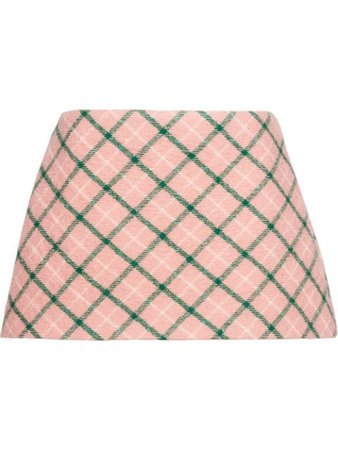 Miu Miu Once Upon a Time check felt skirt pink & green MG14861XXI - Farfetch