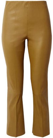 Florentina Leather Slim-leg Pants - Mustard