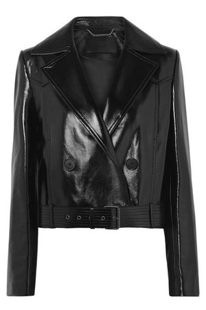 Givenchy | Cropped double-breasted glossed-leather biker jacket | NET-A-PORTER.COM