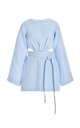 Komodo Cutout Organic Linen Mini Dress By Bondi Born | Moda Operandi