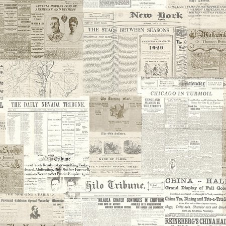 Beacon House Gazette Khaki Vintage Newsprint Wallpaper | The Home Depot Canada