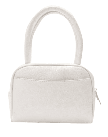 White Minimalistic Grainy Double Handle Mini Tote Bag