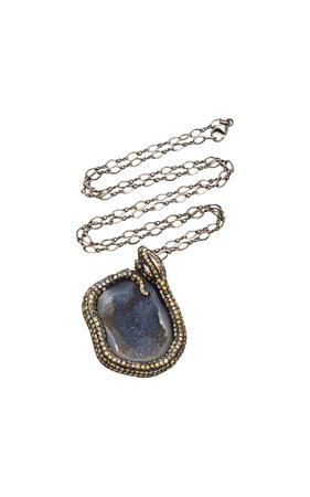 Geode And Diamond Snake Necklace by Kimberly McDonald | Moda Operandi
