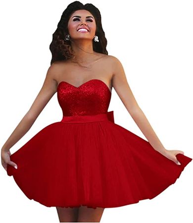 Yangprom Women's Sweetheart Homecoming Dress for Junior with Beaded Sequins Short Prom Dress Tutu Skirts at Amazon Women’s Clothing store