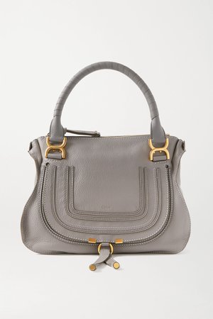Gray Marcie medium textured-leather tote | Chloé | NET-A-PORTER