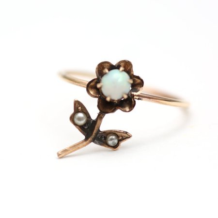 10k Victorian Opal Flower Conversion Ring | Etsy