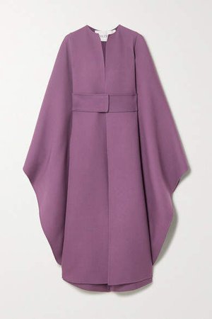 Belted Wool Cape - Purple