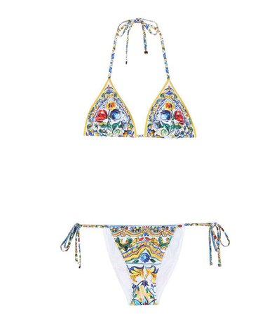 Dolce & Gabbana Printed Triangle Bikini ($550) | Emily Ratajkowski Dolce and Gabbana Bikini August 2016 | POPSUGAR Fashion Australia Photo 5