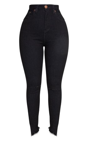 Shape Black Distressed Skinny Jeans | Curve | PrettyLittleThing