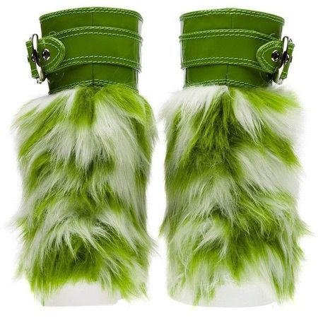 green fur belt boots