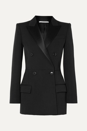 Givenchy | Double-breasted satin-trimmed wool-blend twill blazer | NET-A-PORTER.COM