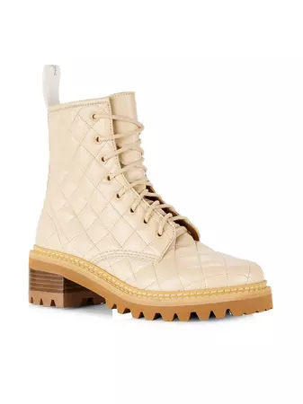 Shop See by Chloé Fa Jodie 30MM Quilted Leather Lug-Sole Combat Boots | Saks Fifth Avenue