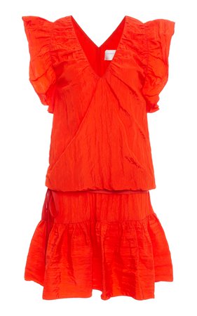 V-Neck Belted Ruffle Dress by Victoria Victoria Beckham | Moda Operandi