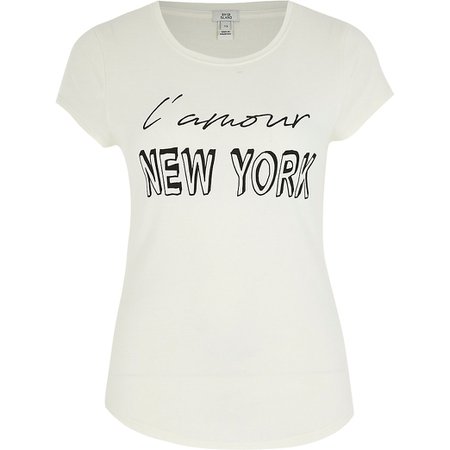 Cream 'L'amour New York' fitted T-shirt | River Island