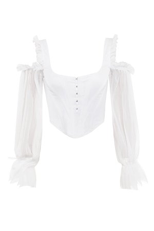 Clothing : Tops : 'Claudette' White Corset with Drop Sleeves