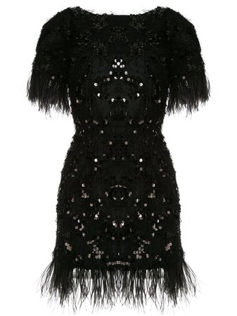 Macgraw Feather Trimmed Sequined Dress - Farfetch