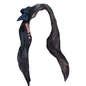 Black Hair PNG Bow