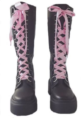 black pink boots