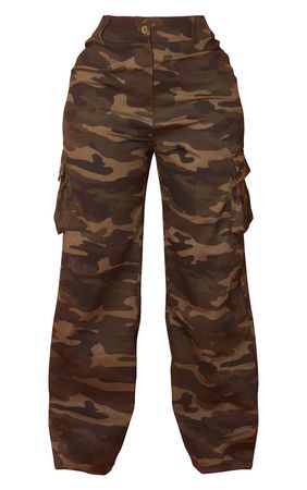 Shape Khaki Camo Pocket Wide Leg Cargo Trousers | PrettyLittleThing USA