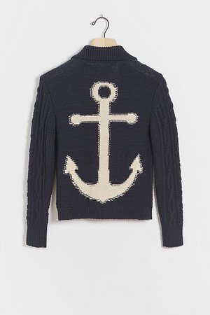 Anchors Away! Cable-Knit Cardigan | Anthropologie
