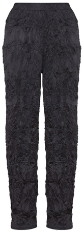 PLT Black Crinkle Texture Wide Leg Pants