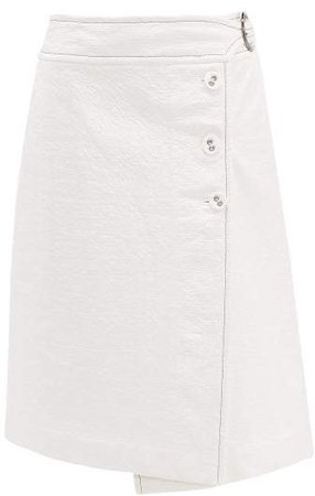Coated Tweed Wrap Skirt - Womens - White