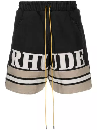 RHUDE logo-embroidered Cotton Shorts - Farfetch