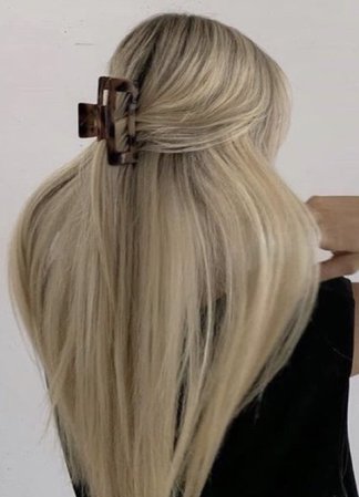long blonde hair half up half down with claw clip