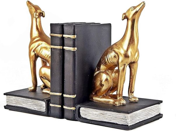 Amazon.com: Bellaa 24209 Decorative Books Bookends Greyhound Dog Animal Book Ends Heavy Duty Stoppers Bookshelf Shelves Holder Library Shelf Dividers Home Decor Golden 7 inch : Home & Kitchen