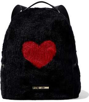 Leather-trimmed Printed Faux Fur Backpack