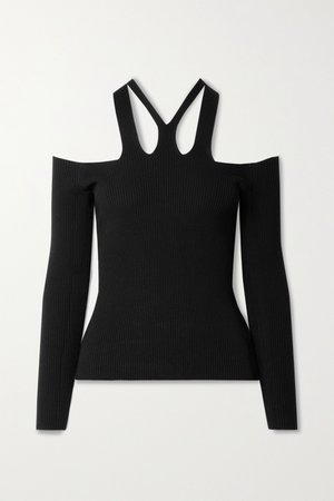 Black Fork cutout ribbed wool-blend top | Dion Lee | NET-A-PORTER