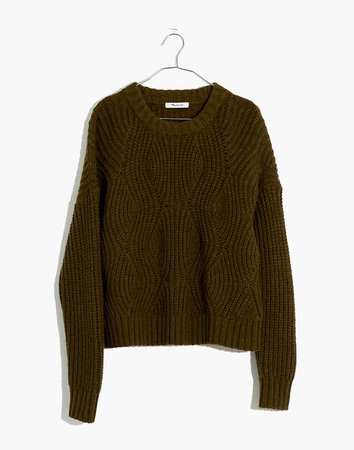 Everett Cableknit Pullover Sweater olive